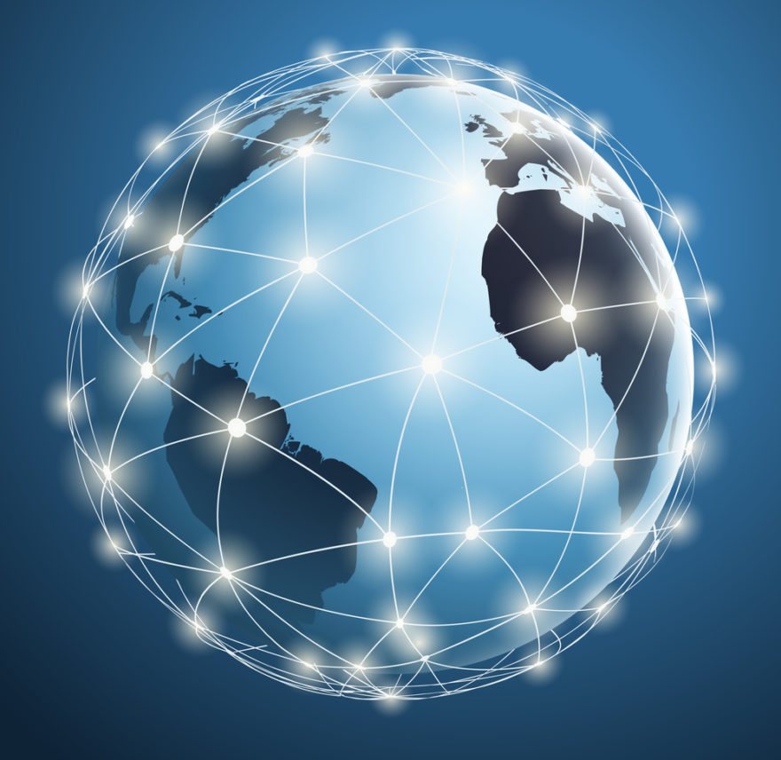 Global Networks, digital connections around the world map